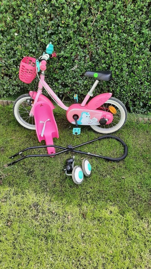 Meisjes fiets, Fietsen en Brommers, Ophalen, B-twin, 14 inch of minder, Handrem