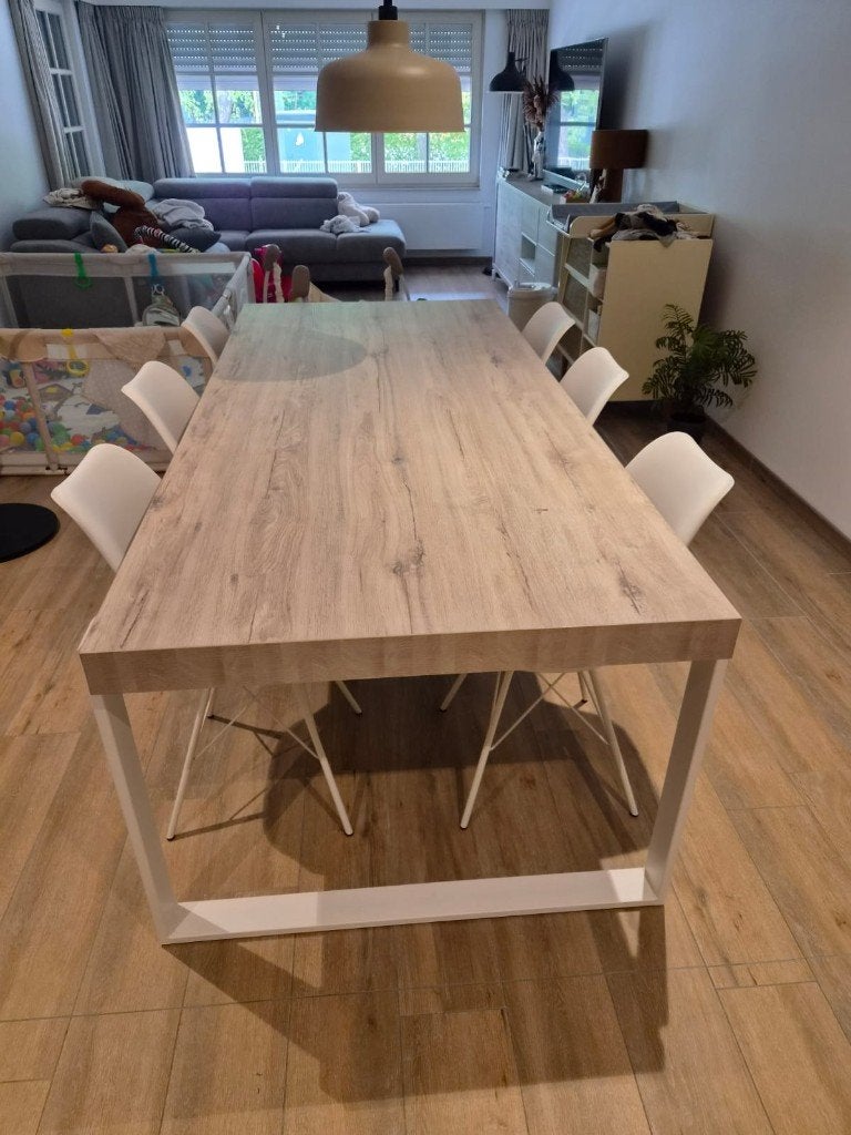 Eettafel van 225CM, Huis en Inrichting, Ophalen, Overige materialen, Gebruikt, 100 tot 150 cm