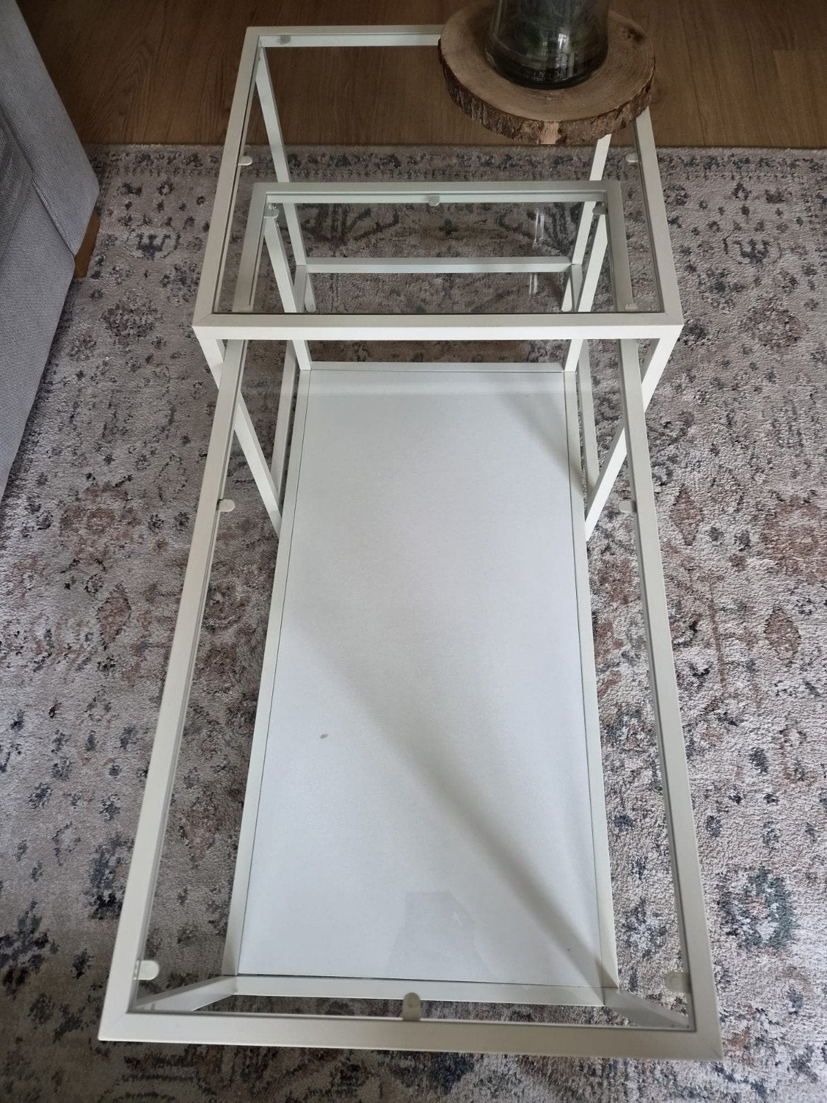 salontafel 2 delig, Ophalen, Gebruikt, Rechthoekig, Glas