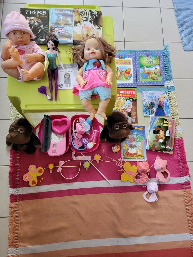 Lot de jouets, livres, dvd, table ..., Enlèvement, Utilisé, Fille