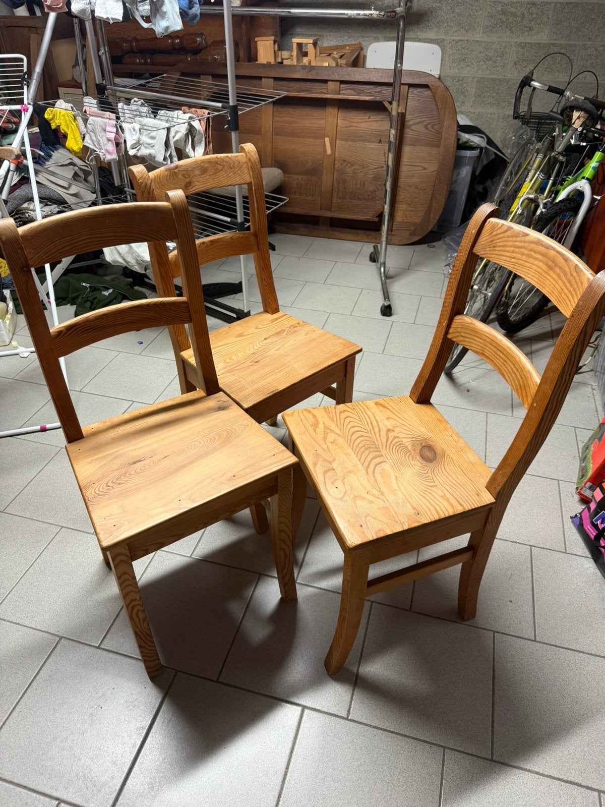 Lot de 3 chaises en bois massif, Enlèvement, Comme neuf, Bois, Une