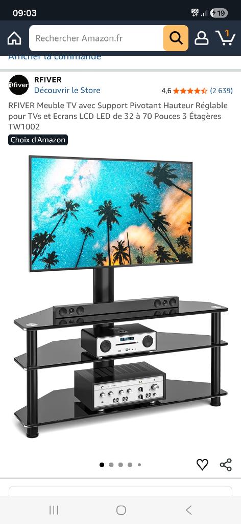 Meuble TV angle, Enlèvement, Comme neuf, Verre