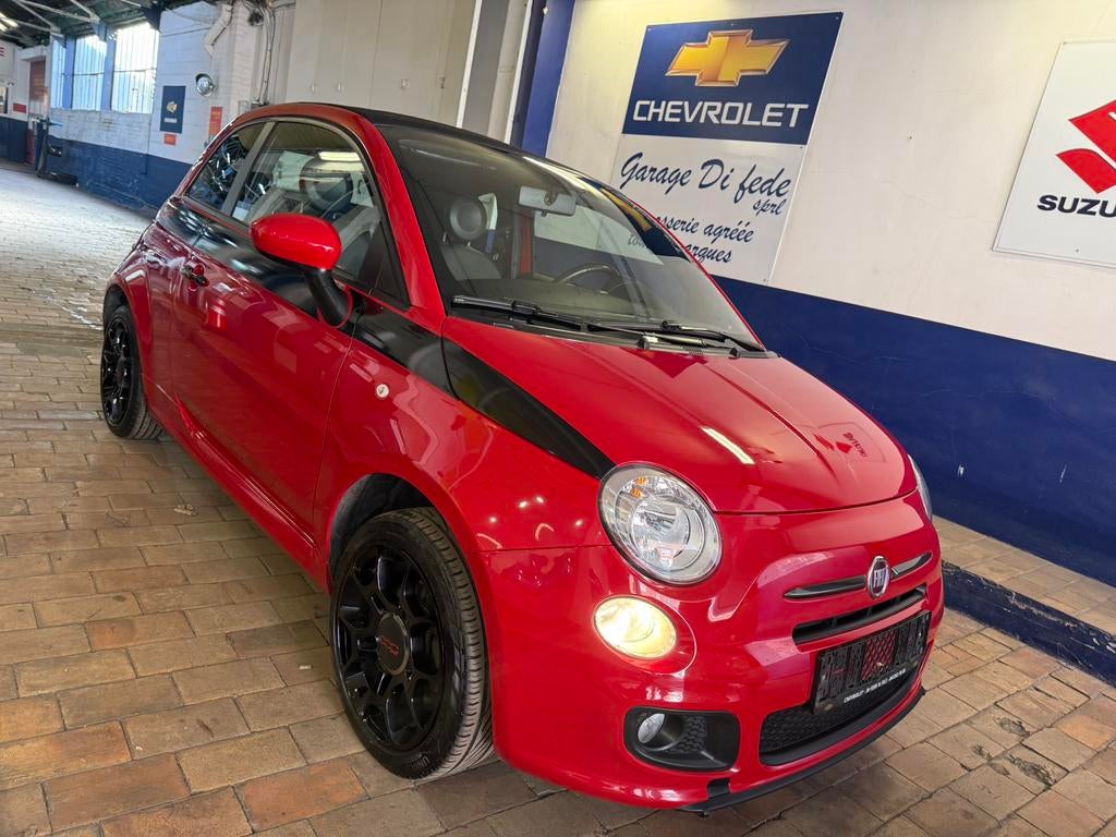 Fiat 500 Cabriolet 1.4 i sport  boite 6 2013 135.000 km, Auto's, Fiat, Zwart, 4 cilinders, Cabriolet, Leder en Stof