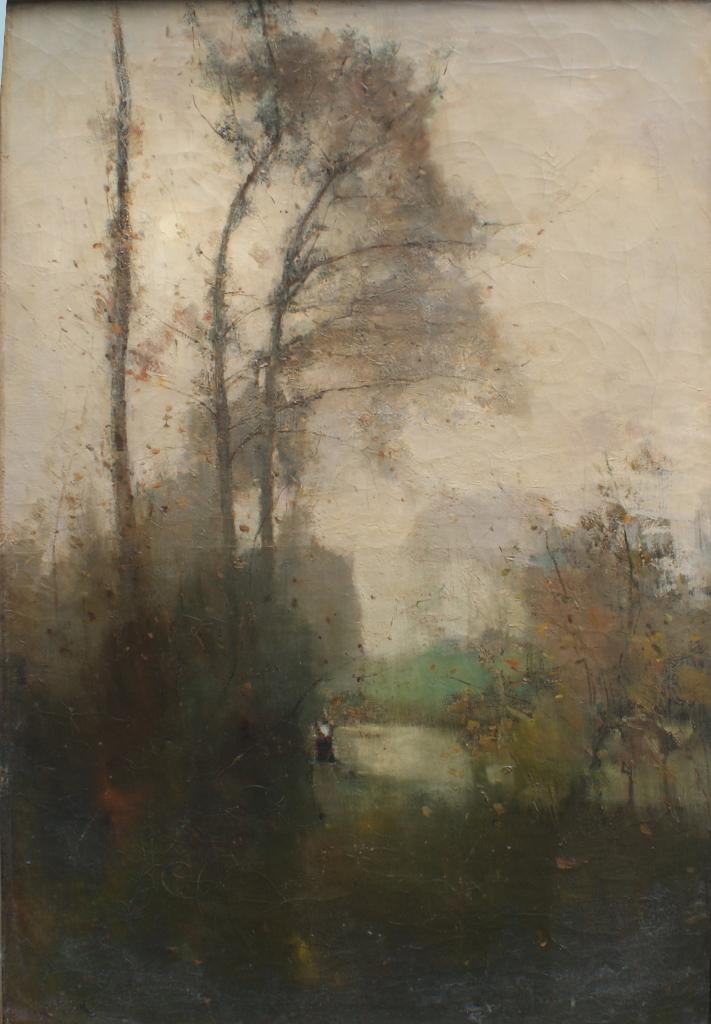 Lucien Frank (1857-1920): Landschap (O/D, 111 x 140 cm), Antiek en Kunst, Kunst | Schilderijen | Klassiek, Ophalen