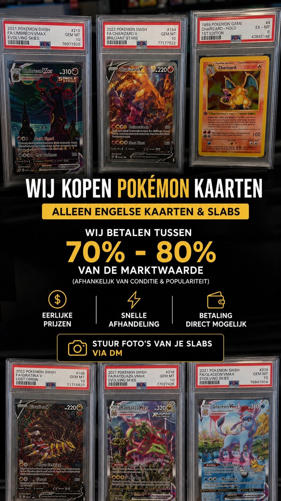 Wij Kopen Pokémon Kaarten & Slabs, Ophalen of Verzenden, Zo goed als nieuw