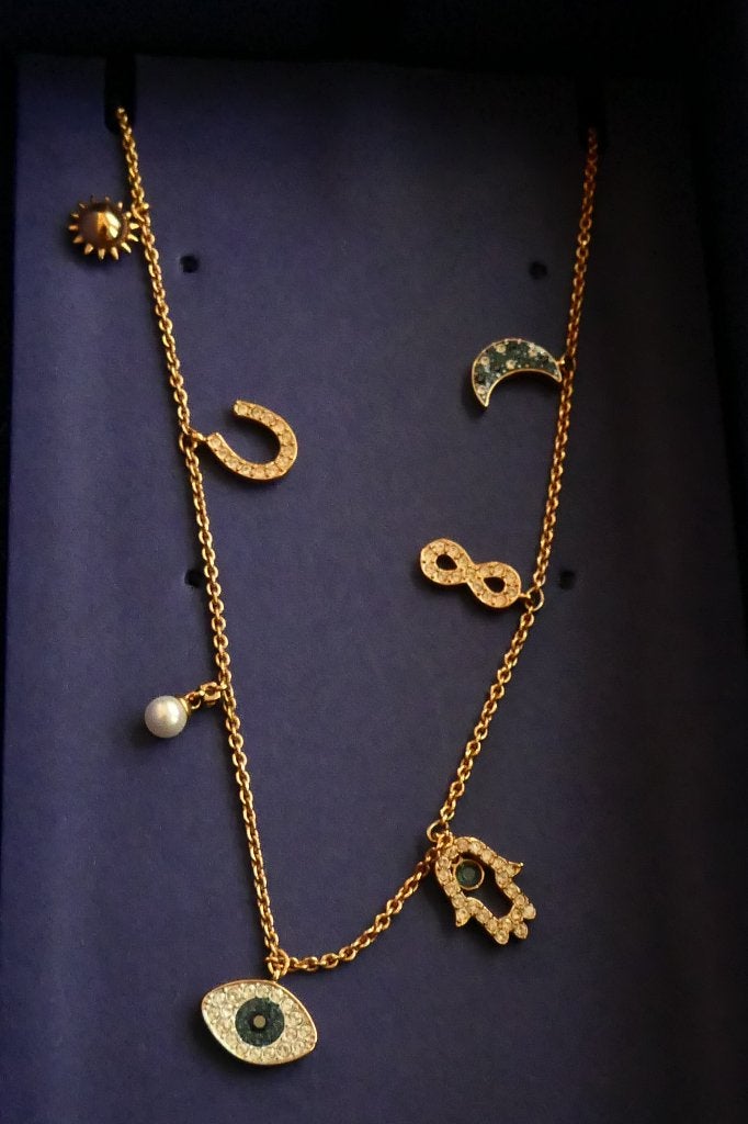 Zwarovski Choker met 7 bedeltjes, Met kristal, Ophalen of Verzenden, Zo goed als nieuw, Roze