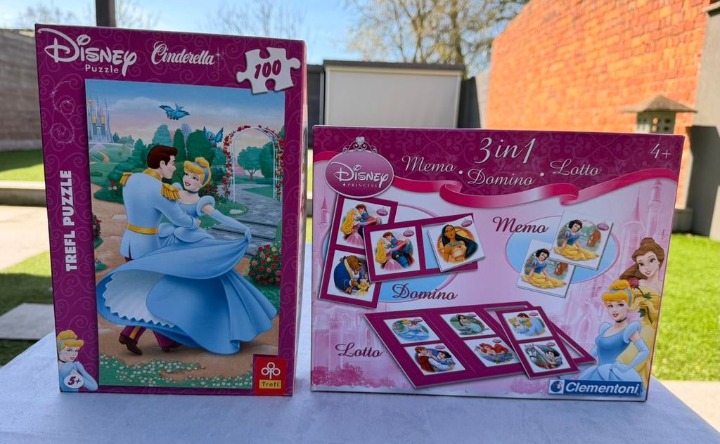 Disney prinsessen spelletjes bundel memory +puzzel 100 stuks, Ophalen of Verzenden, Meer dan 50 stukjes, Zo goed als nieuw, 4 tot 6 jaar