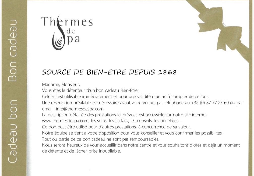 Bon cadeau château des thermes Spa, Eén persoon, Cadeaubon, Spa of Sauna