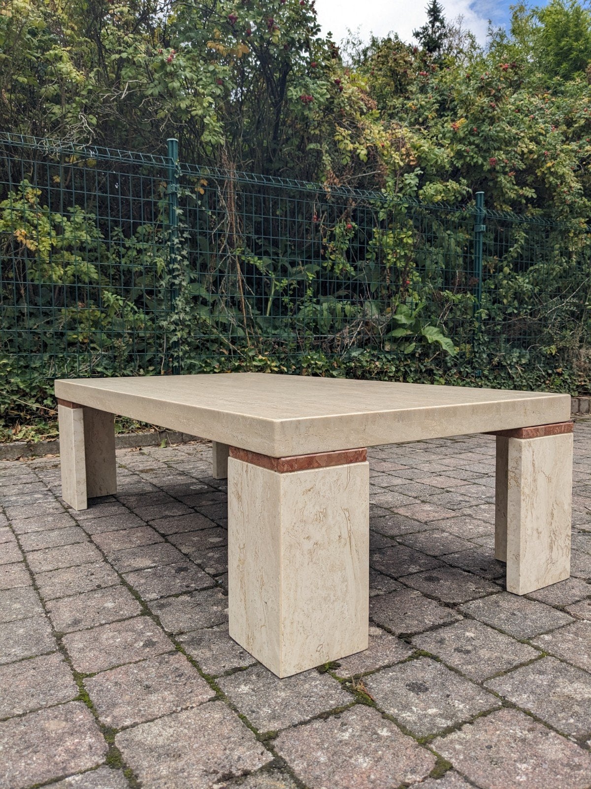 table basse en travertin, Maison & Meubles, Comme neuf, Enlèvement, 50 à 100 cm, Rectangulaire