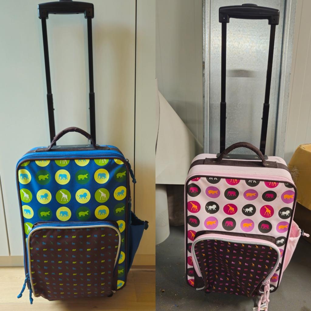 Set van 2 kindertrolleys (koffer op wieltjes) – leuke prints, Ophalen