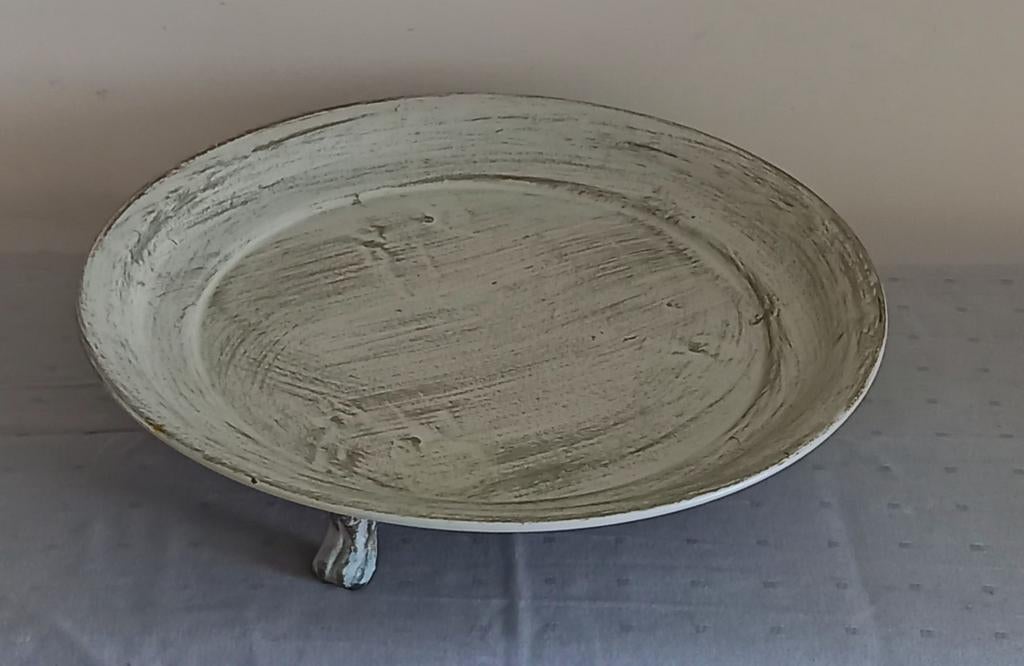 Ijzeren schaal met een Whitwash afwerking 35 cm., Ophalen, Overige materialen, Schaal, Rond
