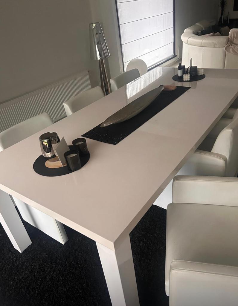 EetTafel en 6 zetels, Huis en Inrichting, Tafels | Eettafels, Ophalen, Minder dan 50 cm, Vierkant, 200 cm of meer