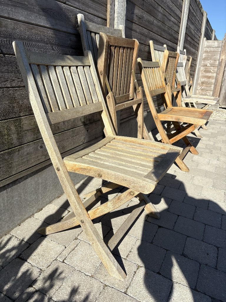 tuinstoelen teak 6 stuks, Tuin en Terras, Ophalen, Gebruikt, Teakhout, Stapelbaar