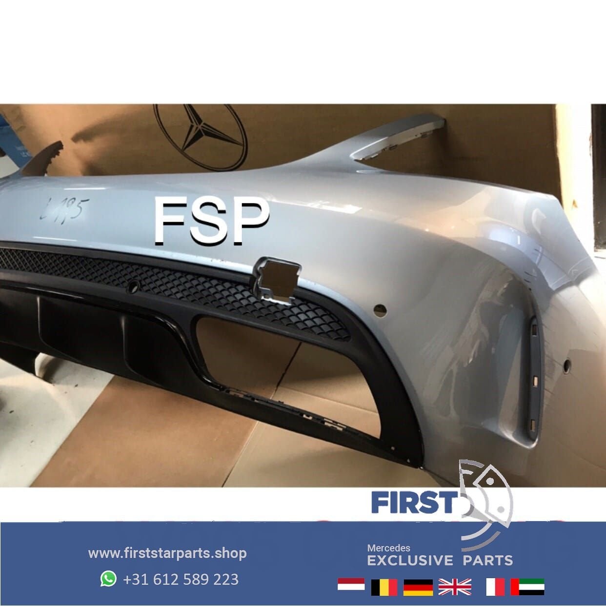 W205 C63 AMG ACHTERBUMPER + DIFFUSER ZWART ORIGINEEL Mercede, Gebruikt, -, Ophalen of Verzenden, Achter