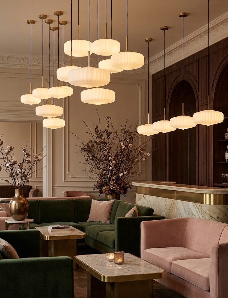 Light&Living Hanging Lamp Pleat glass matt white/gold Nieuw, Ophalen, Nieuw, E27 (groot), Glas
