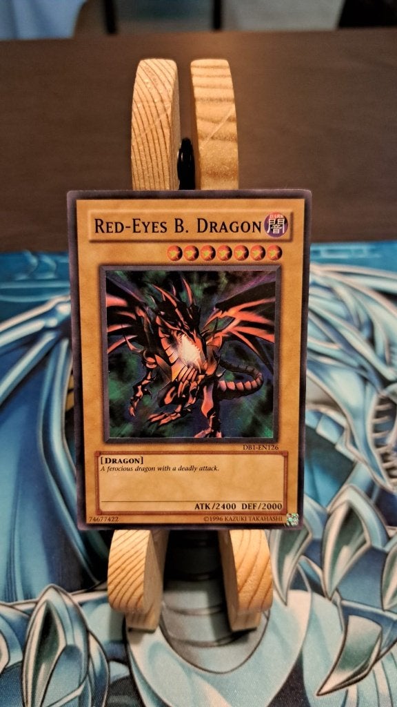 DB1 Red-Eyes Black Dragon - Super Rare - Near Mint, Ophalen of Verzenden, Zo goed als nieuw, Losse kaart, Foil