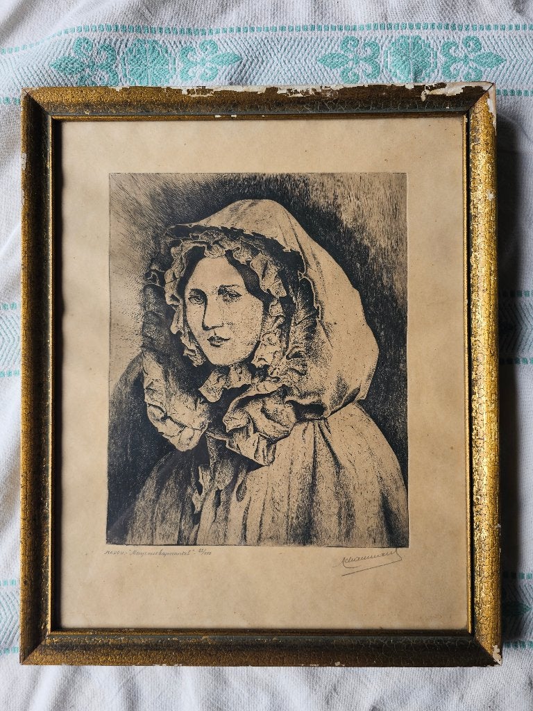 Jean-Baptiste Madou : lithographie « Fille à la cape », Antiquités & Art, Numéroté, Enlèvement ou Envoi, Portraits et figures