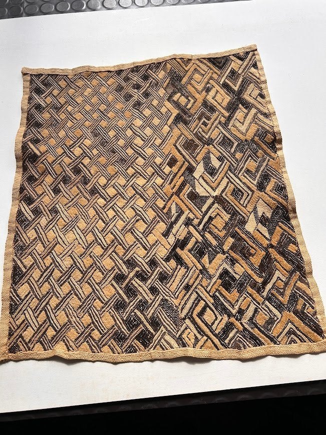 Authentieke Kuba-doek # 9 uit DR Congo, Textiel, Afrika, Handgemaakt, Ophalen