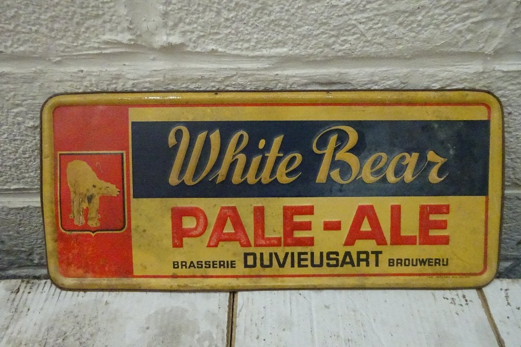 Brasserie Duvieusart white bear pale-ale 1947, Collections, Enlèvement, Utilisé, Panneau publicitaire