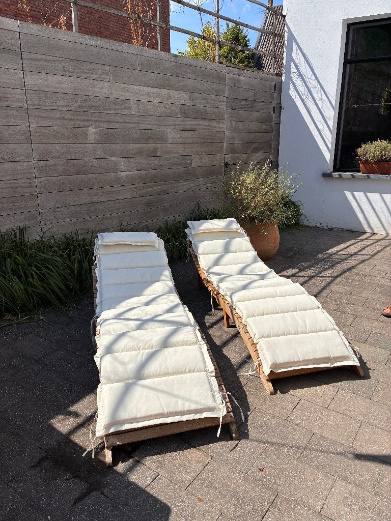 Ligbedden Acaciahout (inklapbaar), Tuin en Terras, Ligbedden, Zo goed als nieuw, Hout, Inklapbaar, Ophalen