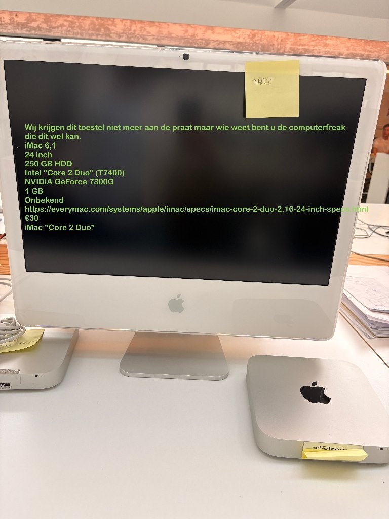 iMac 6,1, Computers en Software, Apple Desktops, Gebruikt, iMac, HDD, Onbekend, Minder dan 4 GB, Ophalen