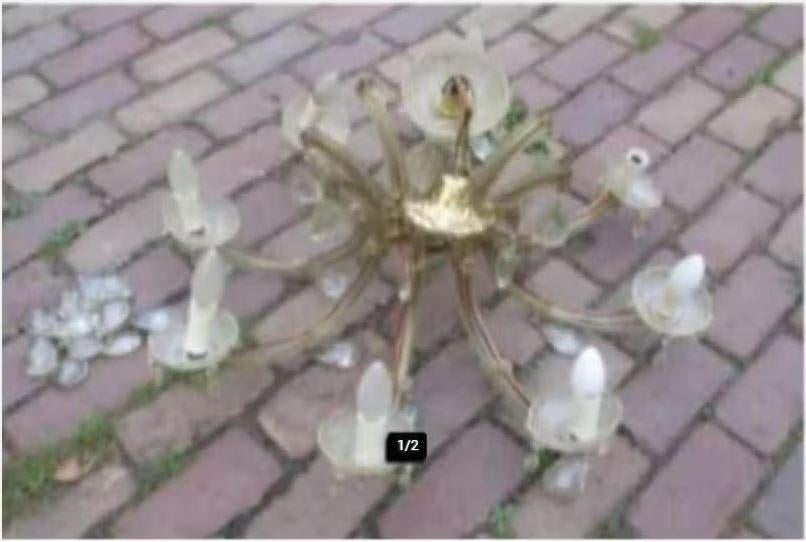 Mooi Antieke Belletjes Luchter met 8 lichtpunten, Ophalen of Verzenden