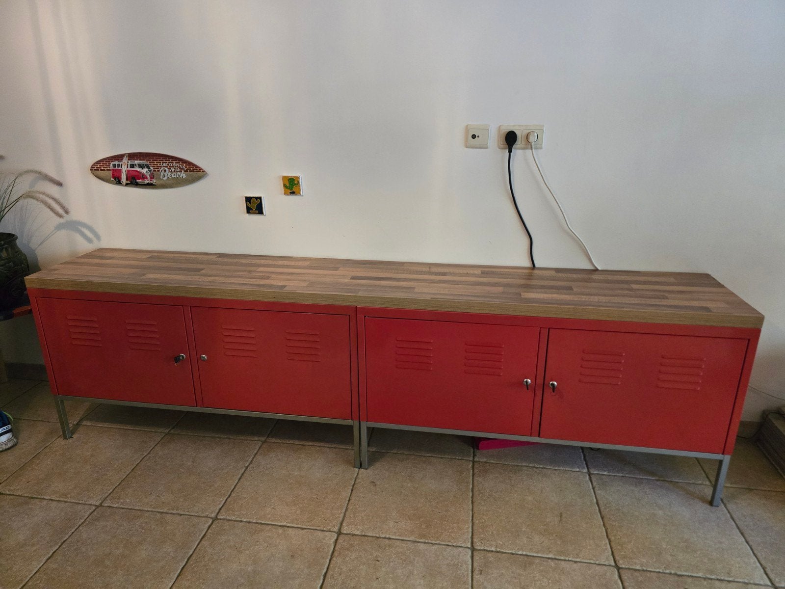Ikea 2x kast / Tv meubel / Dressoir upgrade - rood, Ophalen, Gebruikt, 200 cm of meer, Minder dan 100 cm
