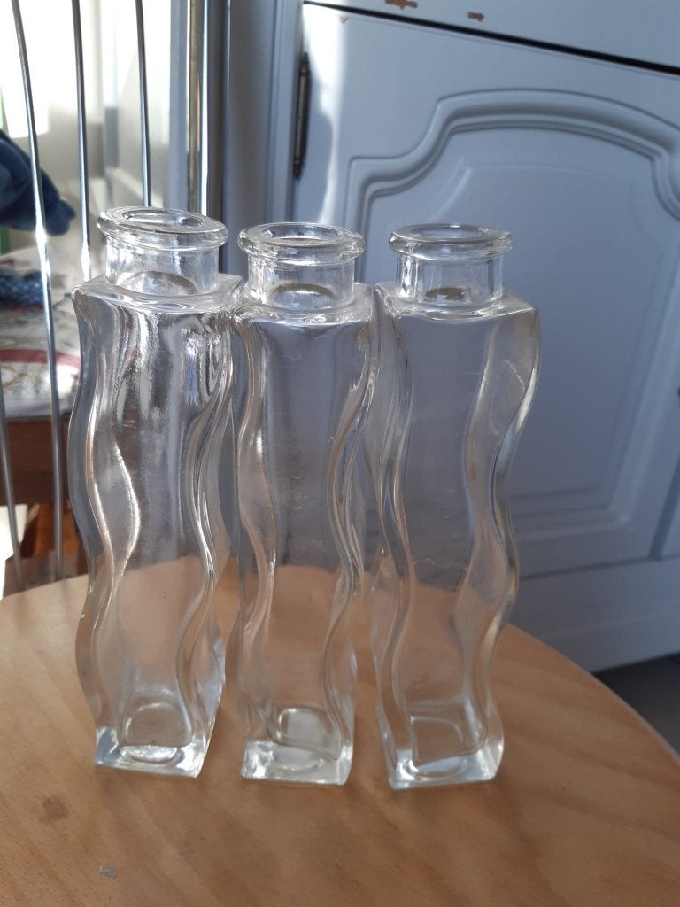 Lot : 3 petits vases ondulés IKEA - verre, Enlèvement ou Envoi, Verre