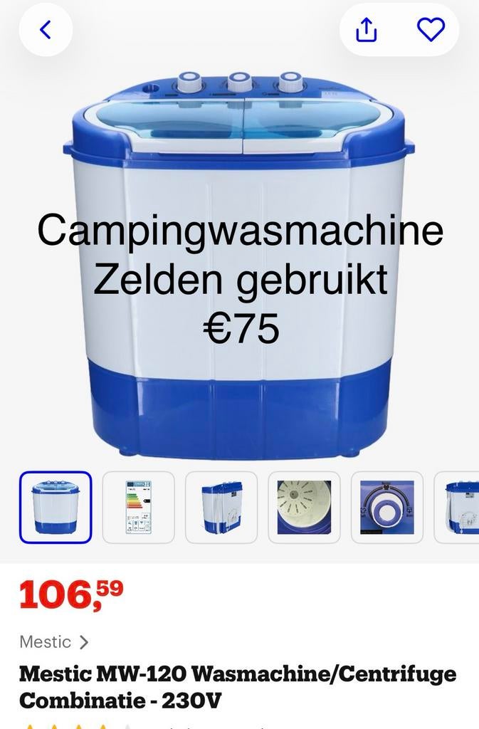 Camping wasmachine, Ophalen, Zo goed als nieuw
