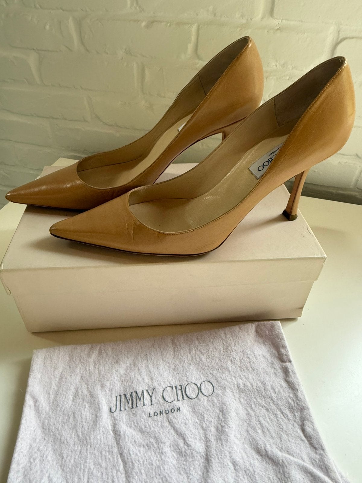 Weinig gedr camelkleurige pumps Jimmy Choo, Pumps, Verzenden, Beige, Gedragen