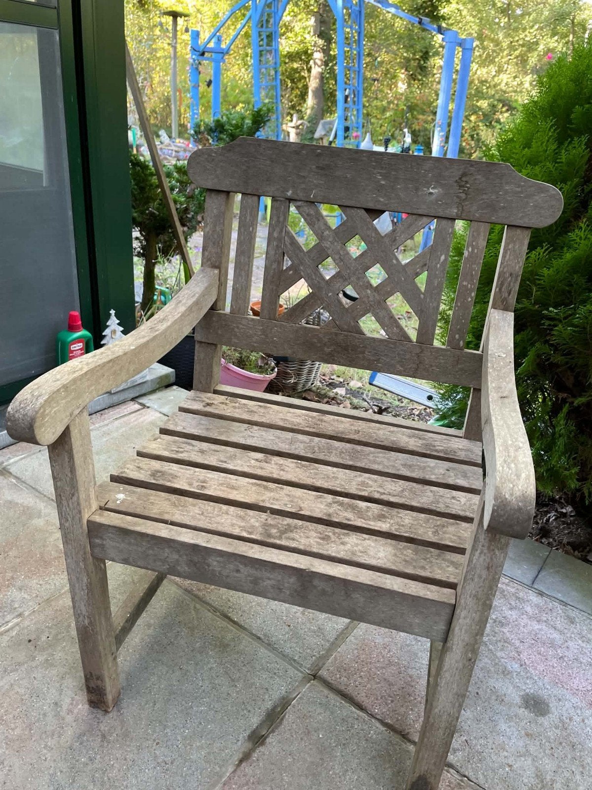 2 houten tuinstoelen, Tuin en Terras, Ophalen, Gebruikt, Hout