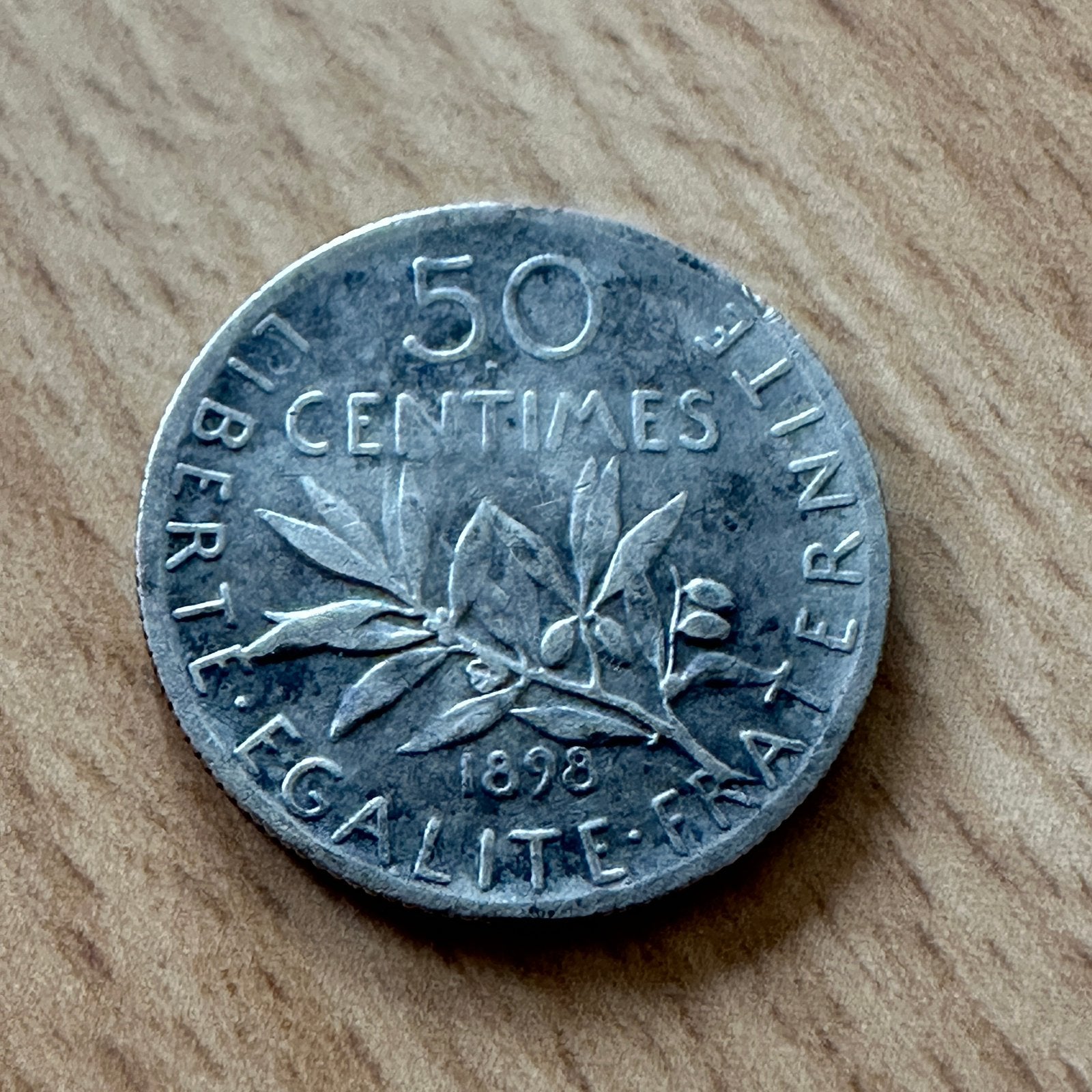 50 centimes Semeuse 1898 Paris, Enlèvement ou Envoi, Argent