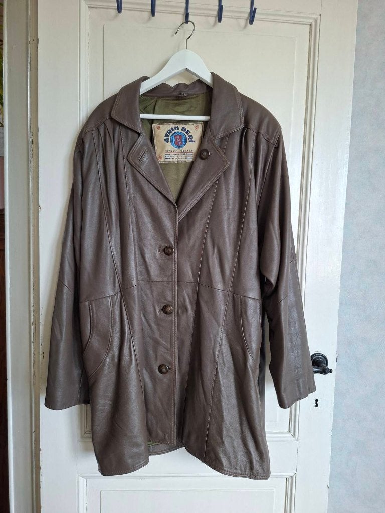 Veste en cuir - Taille L, Enlèvement, Porté, Taille 52/54 (L), Brun