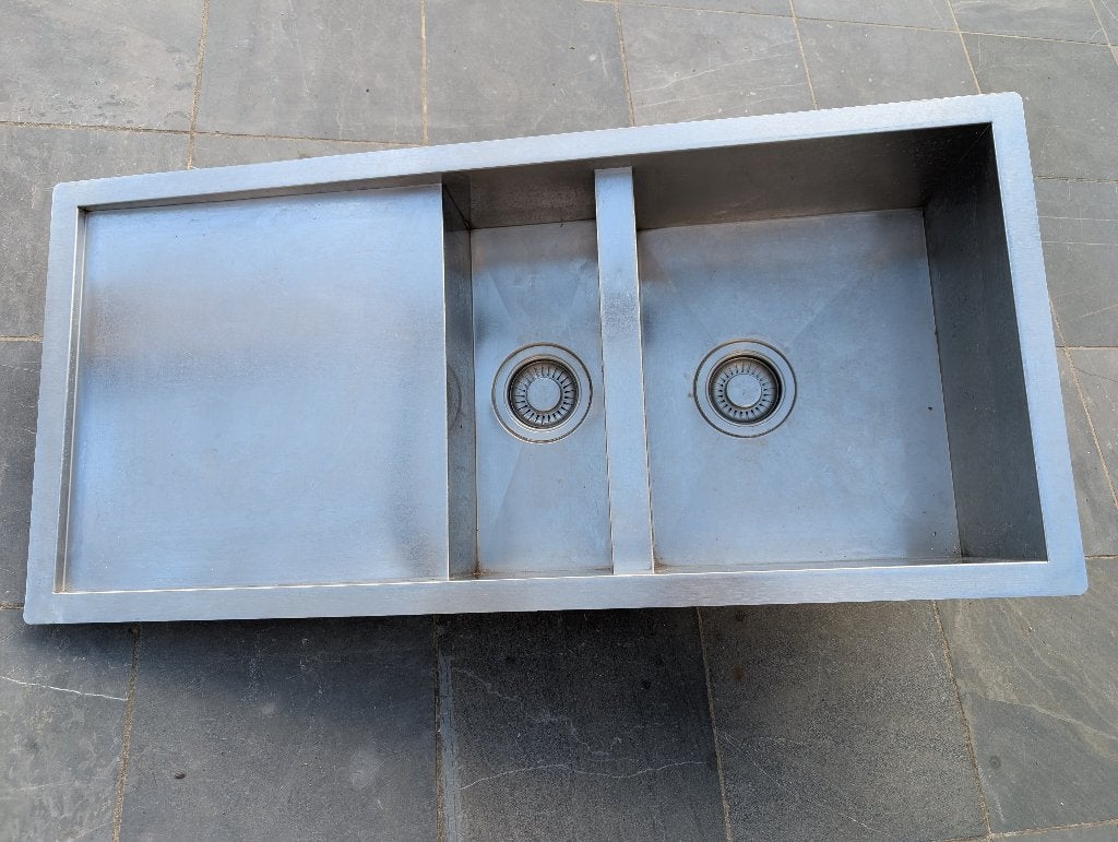 Dubbele RVS spoelbak Franke, Huis en Inrichting, Ophalen, Gebruikt, 50 tot 100 cm, Minder dan 100 cm