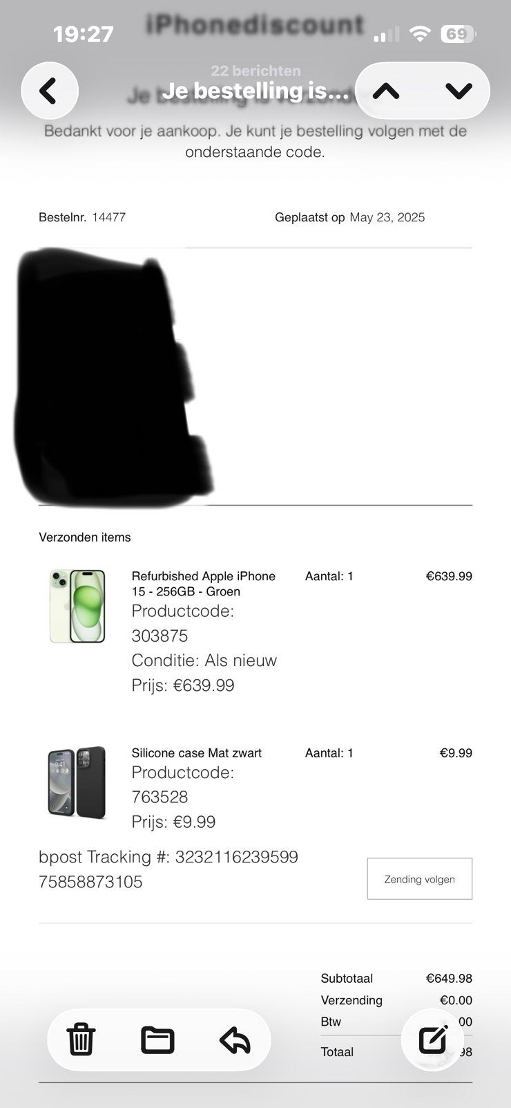 Iphone 15 - 256gb, Telecommunicatie, IPhone 15, Refurbished, Zonder simlock, Zonder abonnement