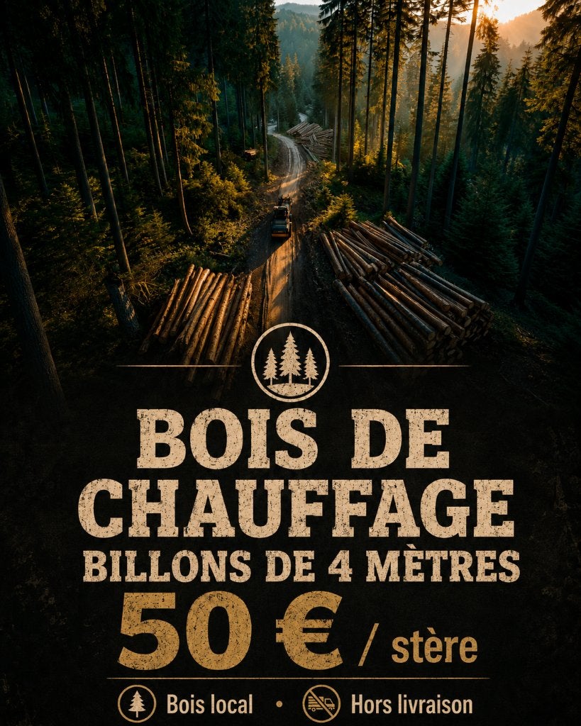 Bois de chauffage - Billons de 4 mètres, Enlèvement