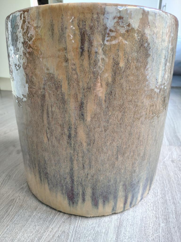 Grote bloempot taupe gevlamd, Tuin en Terras, Ophalen, Gebruikt, Binnen