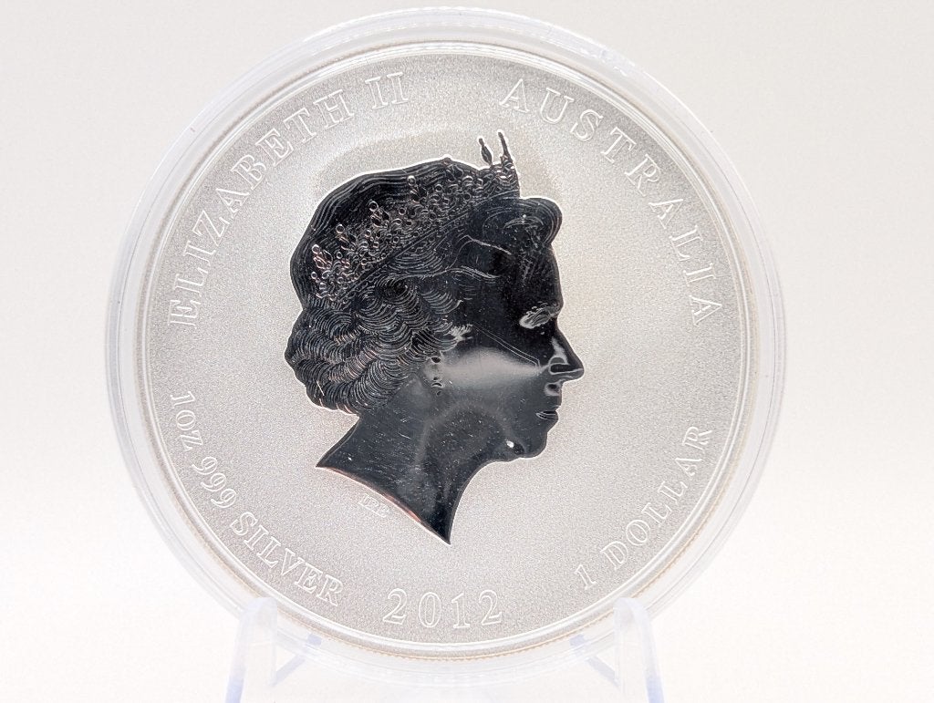 Lunar II - 1oz Zilver Gilded (Verguld) Draak 2012 + COA, Enlèvement ou Envoi, Argent