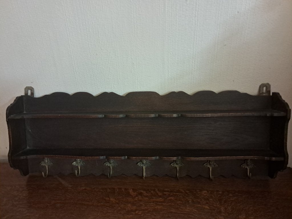 Archelle Étagère murale d'époque à crochets à 2 niveaux., Enlèvement, Utilisé, Étagère, Bois