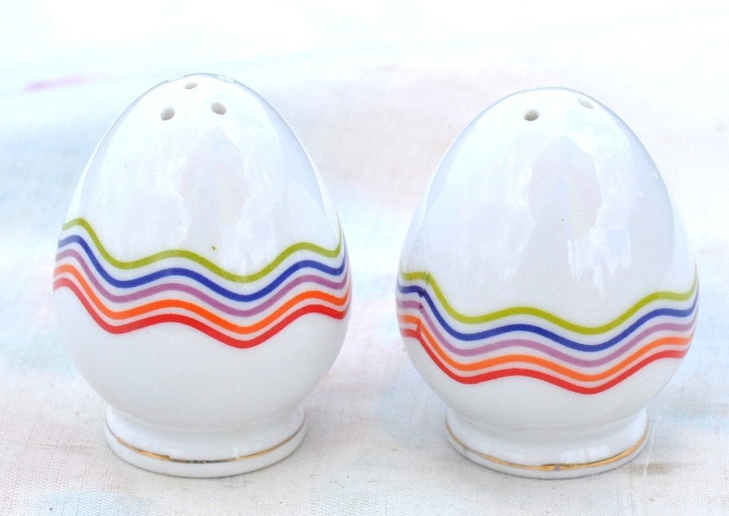 sel et poivre oeuf en faience, Vintage, Gebruikt, Ophalen of Verzenden, Wit