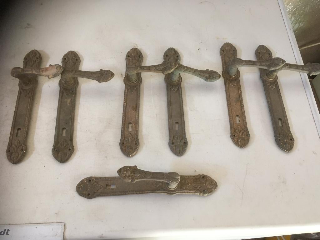 Messing Deurklinken met slot en scharnieren, Enlèvement, Utilisé, Cuivre ou Laiton, Autres types
