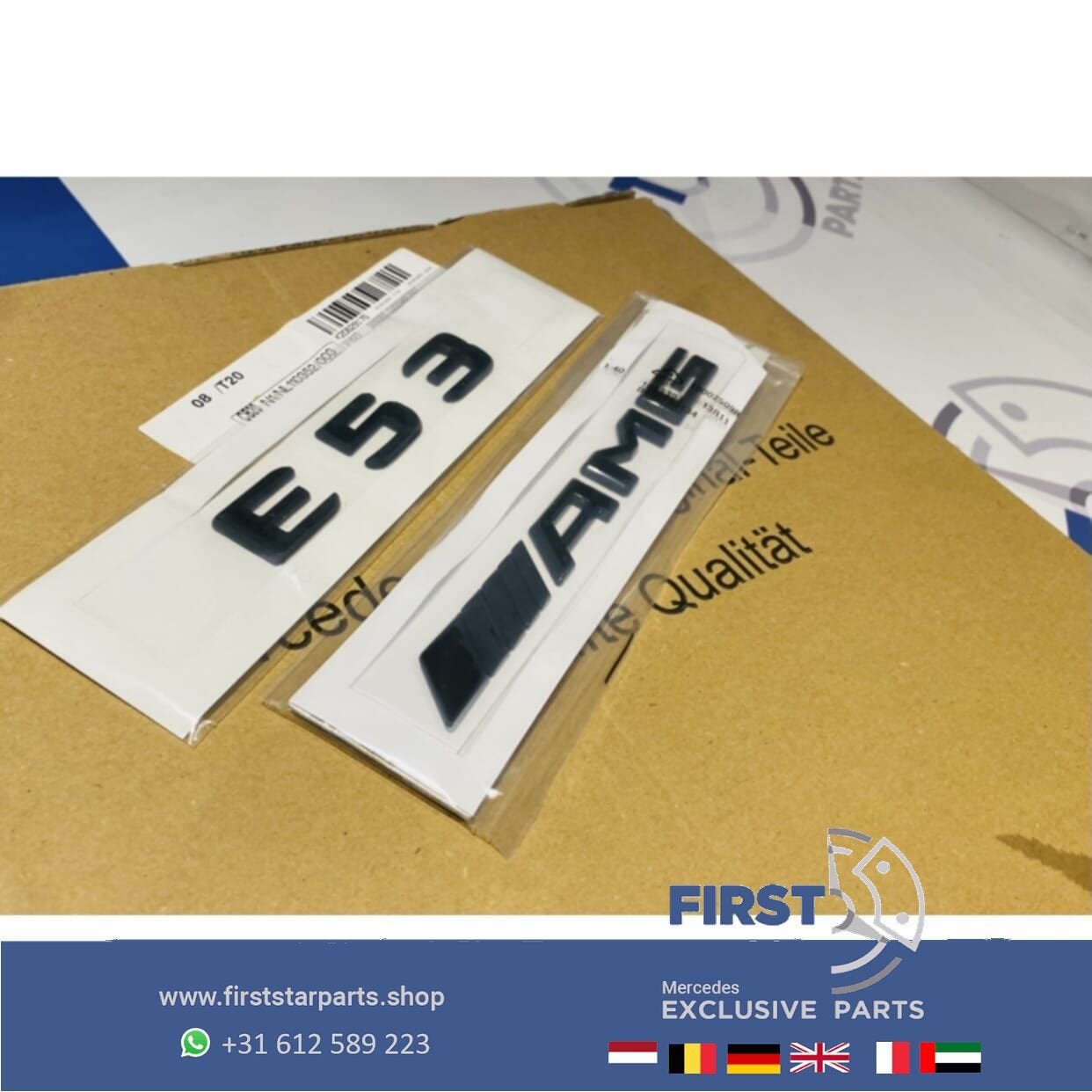 W213 S213 E53 AMG LOGO SET ZWART EMBLEMEN SET Mercedes E KLA, Gebruikt, -, Ophalen of Verzenden, -