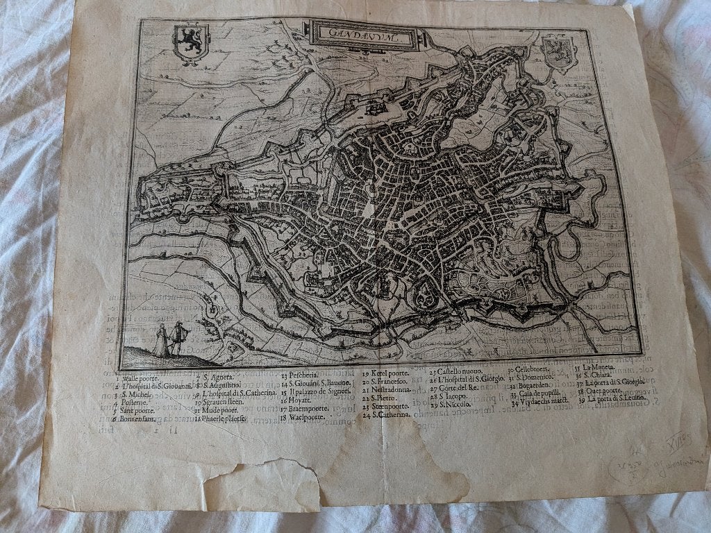 Oude kaart van Gent van Guicciardini uit 1612, Ophalen of Verzenden