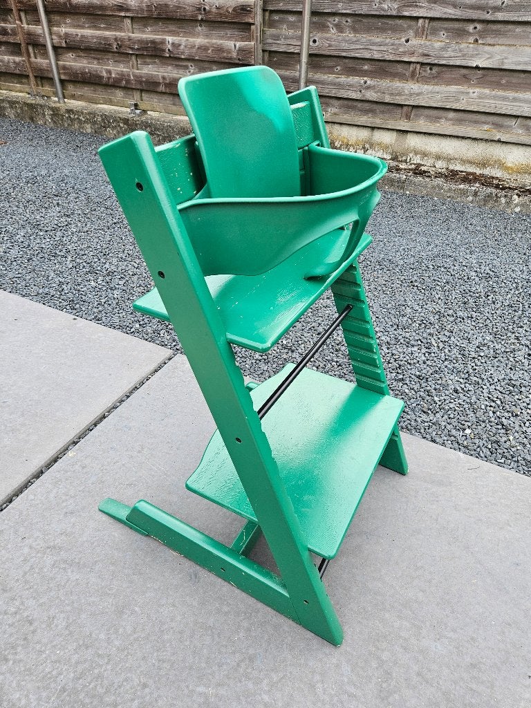 STOKKE Tripp Trapp forest green met babyset, Ophalen, Gebruikt, Meegroeistoel