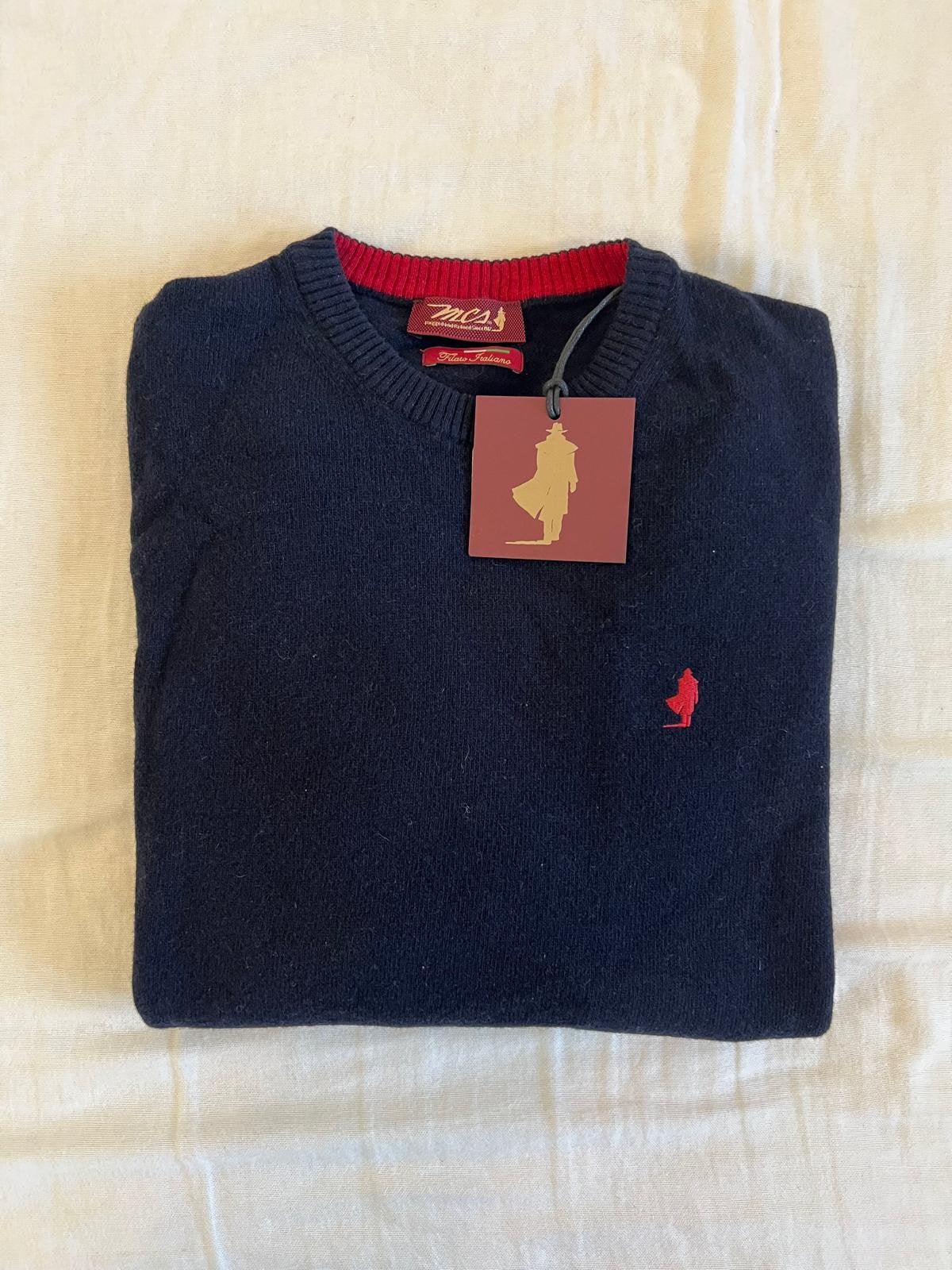 MCS Marlboro Classics marineblauwe wollen trui, Kleding | Heren, Ophalen of Verzenden, Nieuw, Maat 48/50 (M), Blauw