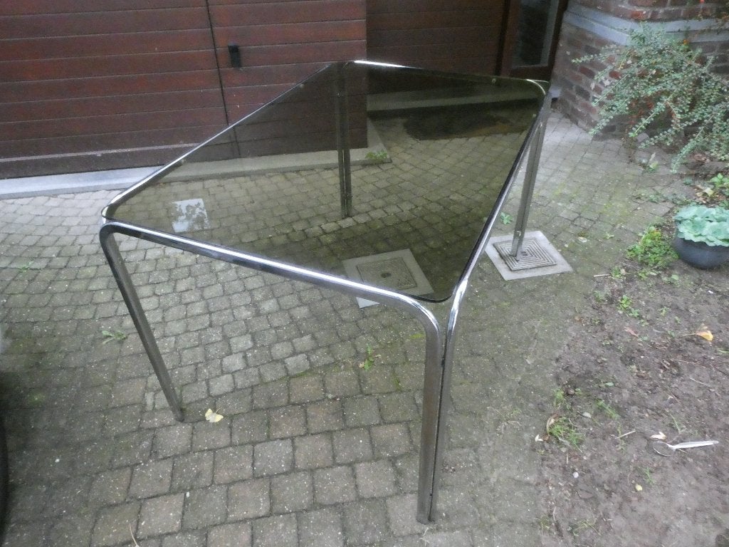 Glazen vintage retro tafel jaren 70 80 - demonteerbaar, Huis en Inrichting, Ophalen, Gebruikt, Vintage Retro, Glas