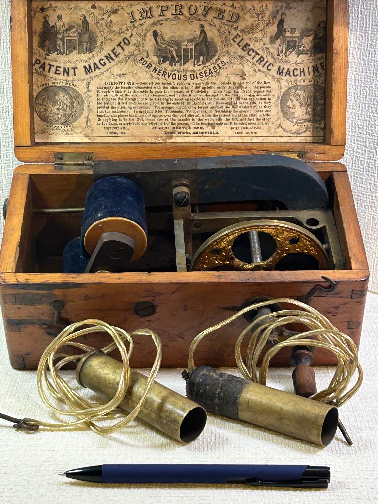 Antieke medische elektro machine Joseph Gray ca. 1870, Antiek en Kunst, Ophalen of Verzenden