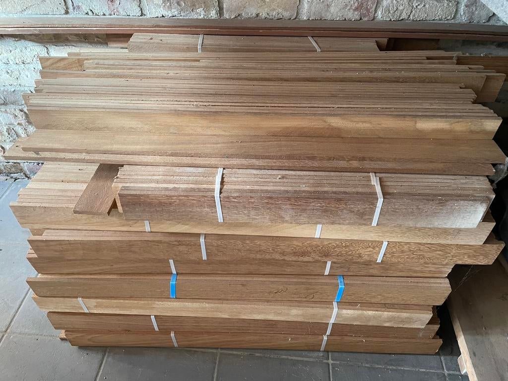 Planches Kambala/Iroko pour parquet, Bricolage & Construction, Planches & Dalles, Neuf, Parquet, Bois, 50 à 150 cm, Moins de 10 cm