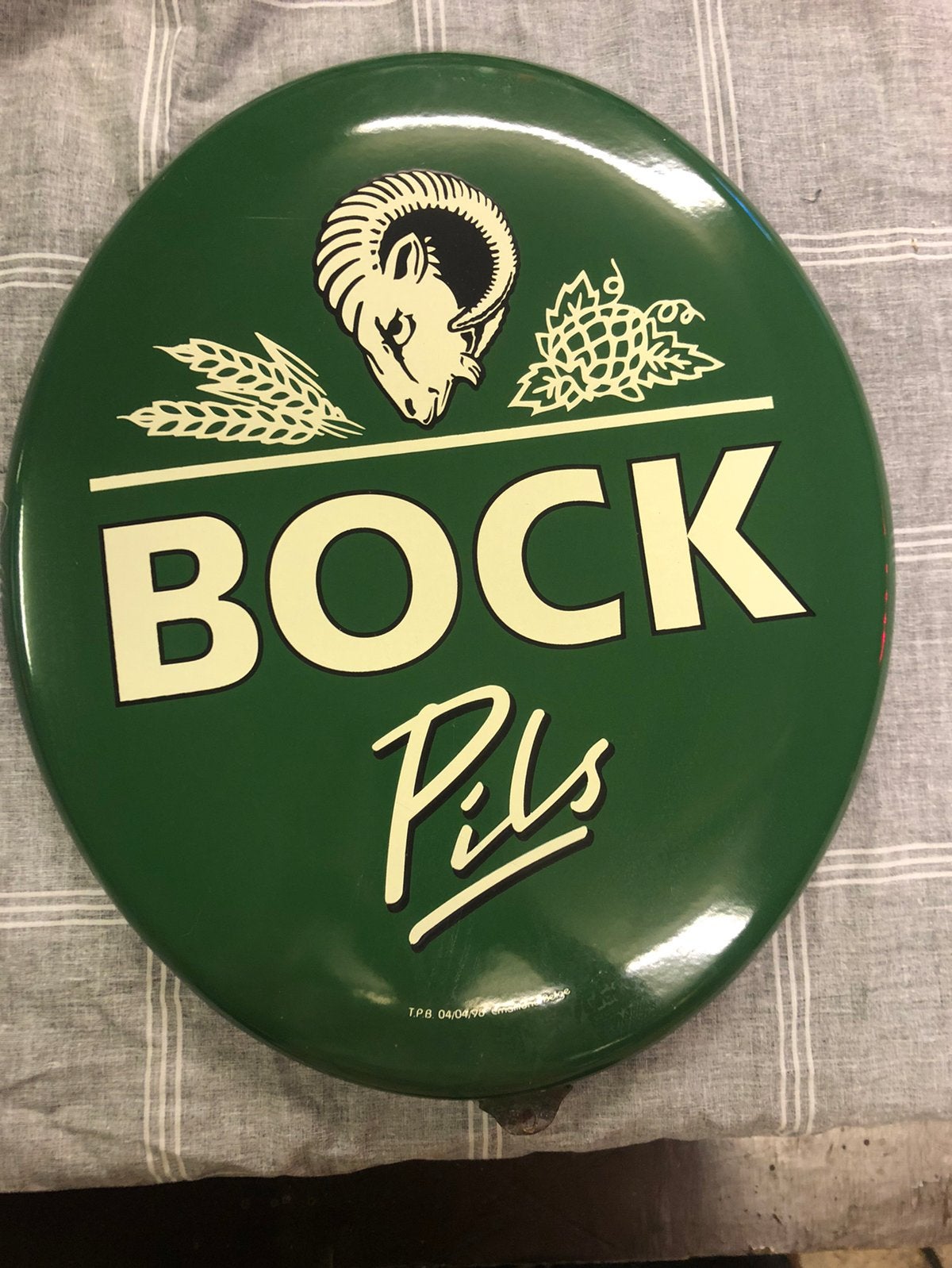 Emaille bord Bock Pils, Verzamelen, Biermerken, Ophalen of Verzenden, Zo goed als nieuw