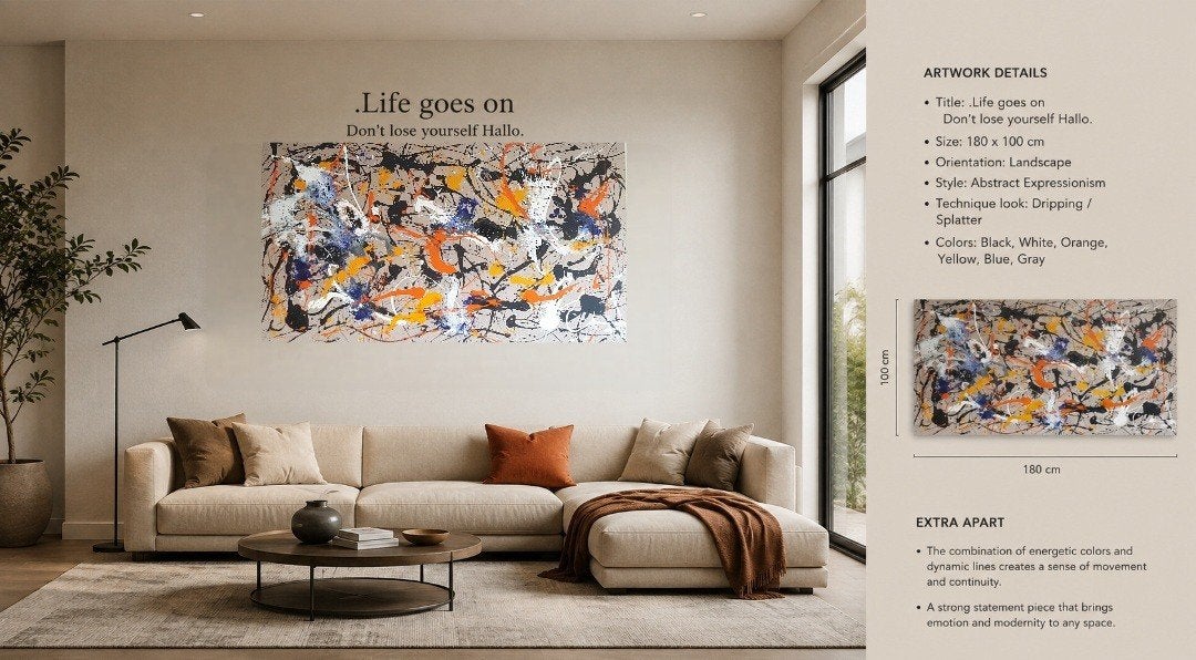 Life goes on Werk in Jackson Pollock-stijl, Antiek en Kunst, Kunst | Schilderijen | Abstract, Ophalen